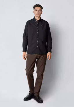 Oxford Stretch Plain L/S Black - Clean Cut Copenhagen