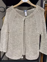 Stickad kofta beige strl XL