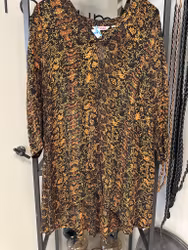 Blus/tunika i brunt och orange, stl M