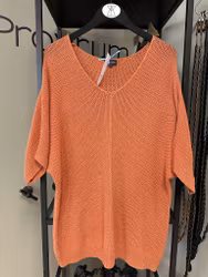 Orange stickad tröja, stl XL