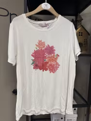 Mjuk t-shirt med blomstertryck stl L