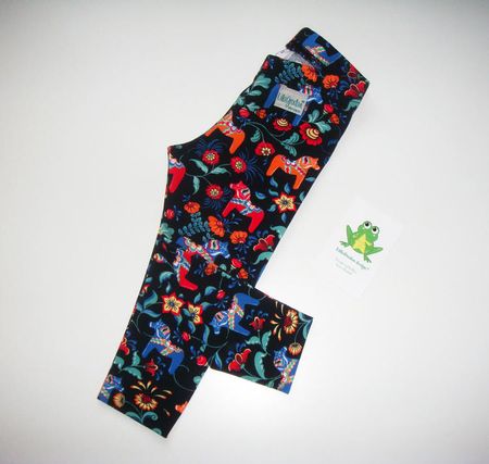 Leggings med dalahästar - Leksand, Svart