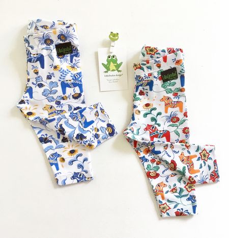 Leggins i Leksand Gul/Blå och Natur