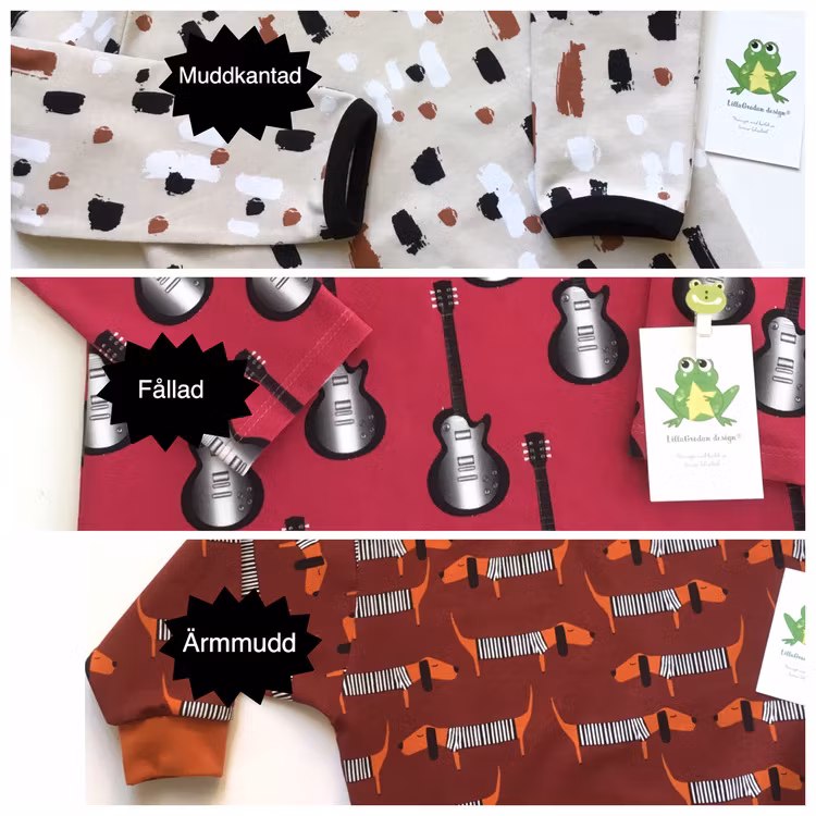 Översikt över olika valbara ärmslut, tshirt