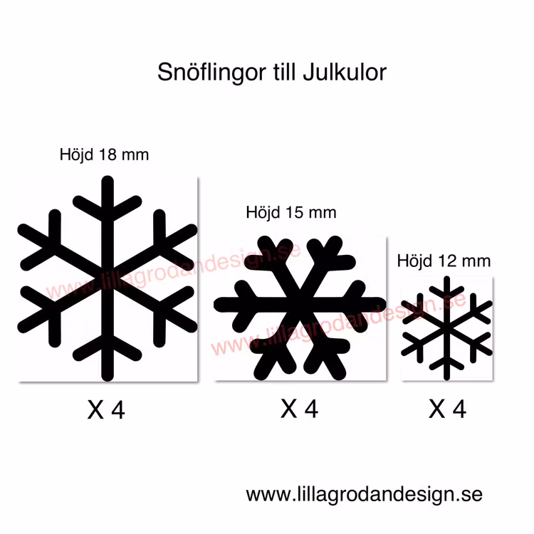 Snöflingor till julkulor, 12pack