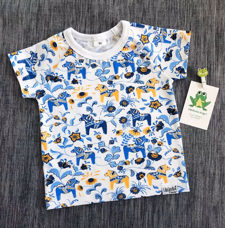 T-shirt tyg Leksand, Blå/Gul #531