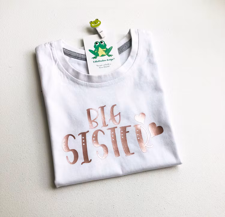 Tshirt Big Sister i Guld Rosé