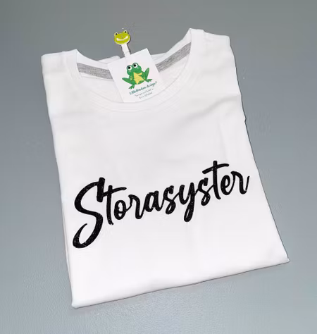 T-shirt Egen text, Svart glittervinyl , textstil 10