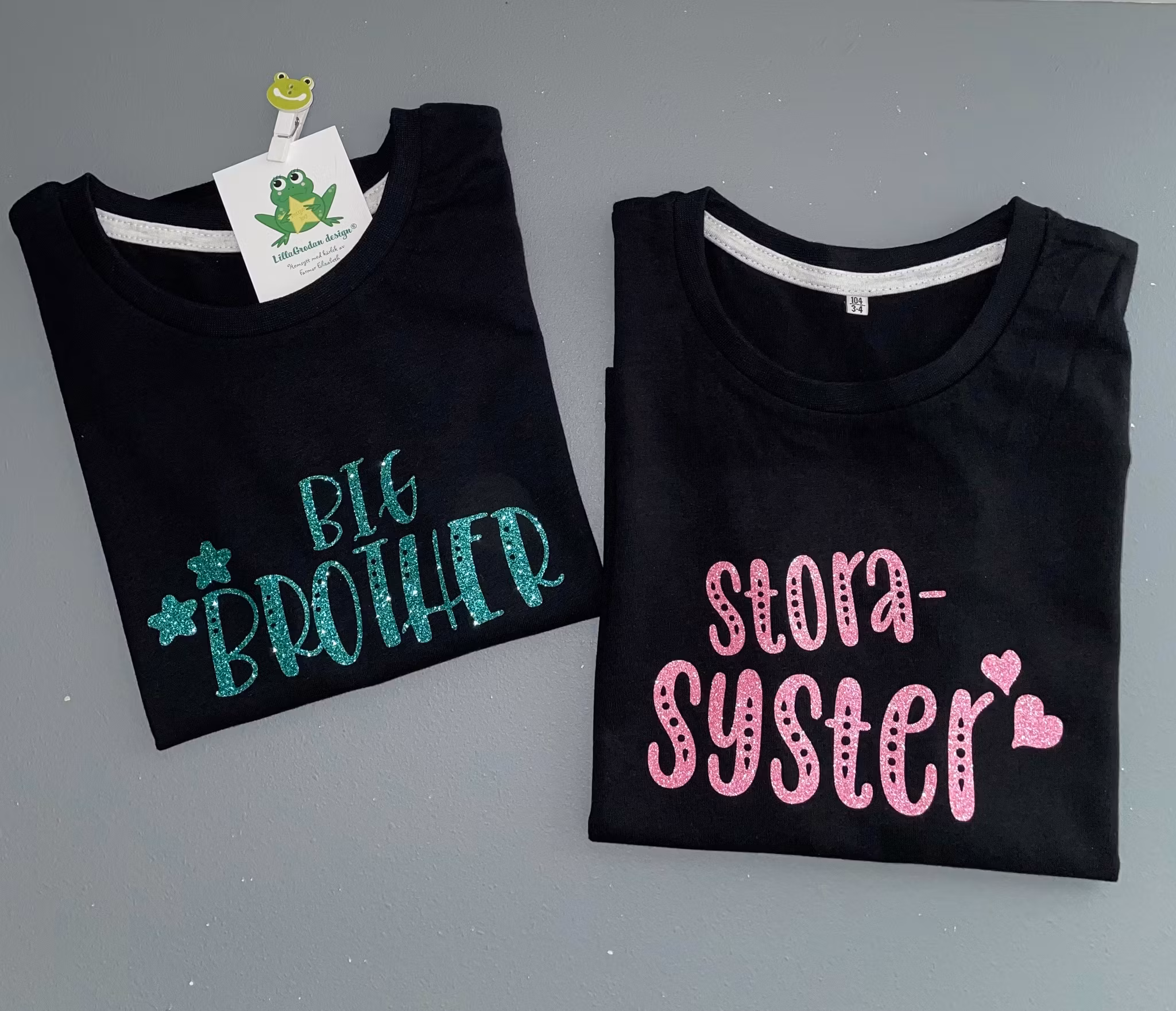 T-shirt Big Brother med grön glittervinyl