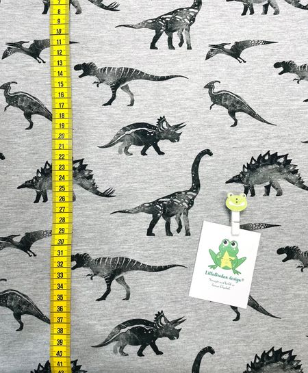 Tyg till baggymössa - Dinos Gråmelerad, trikå #667-J