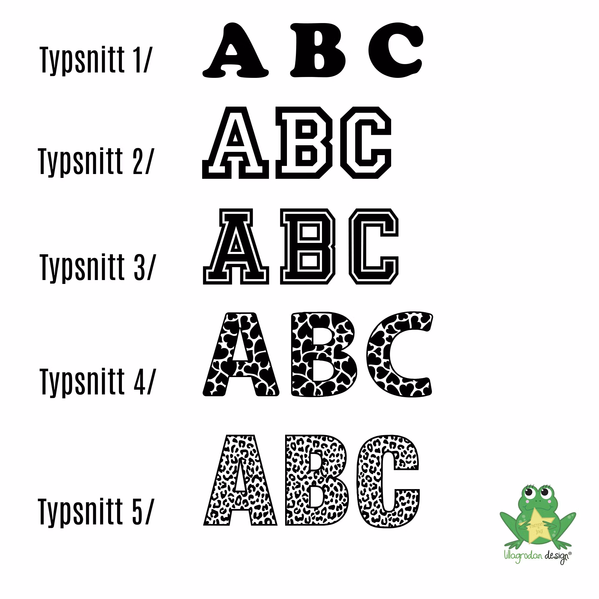 Typsnitt för Bokstavsplagg