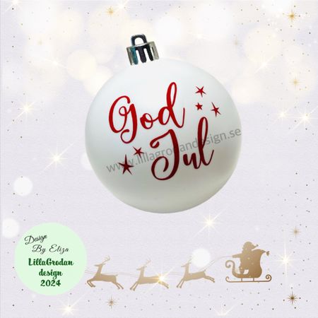 God Jul + stjärnor - Textdekal till Julkula