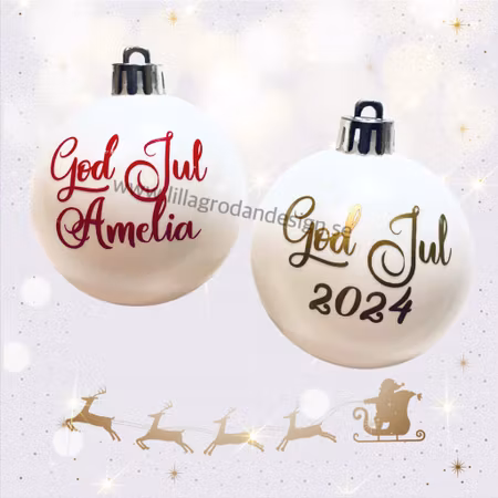Dekal till julkulor - God Jul + namn/ord