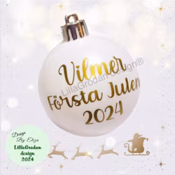 Första Julen + namn - Textdekal till Julkula