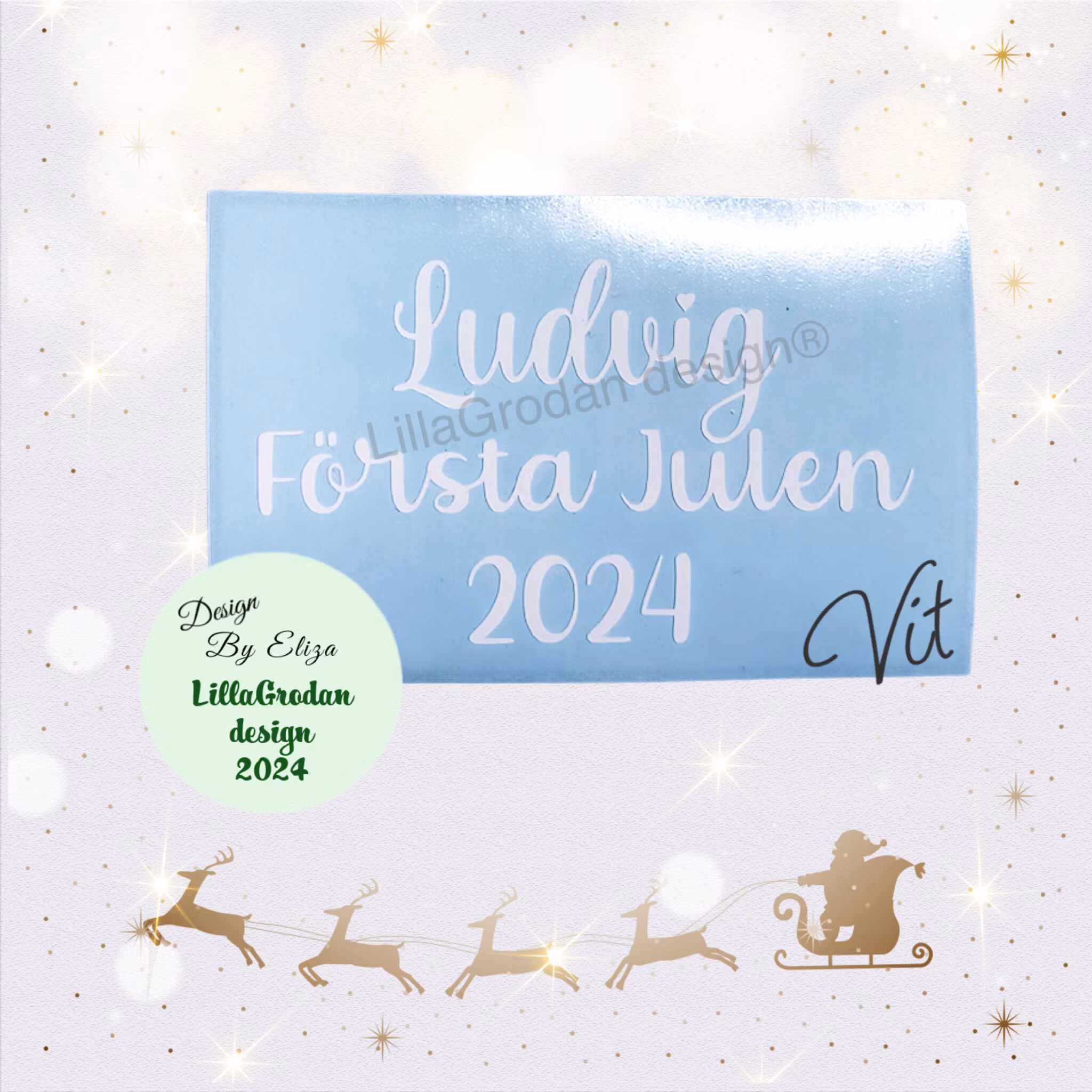 Första Julen + namn - Textdekal till Julkula