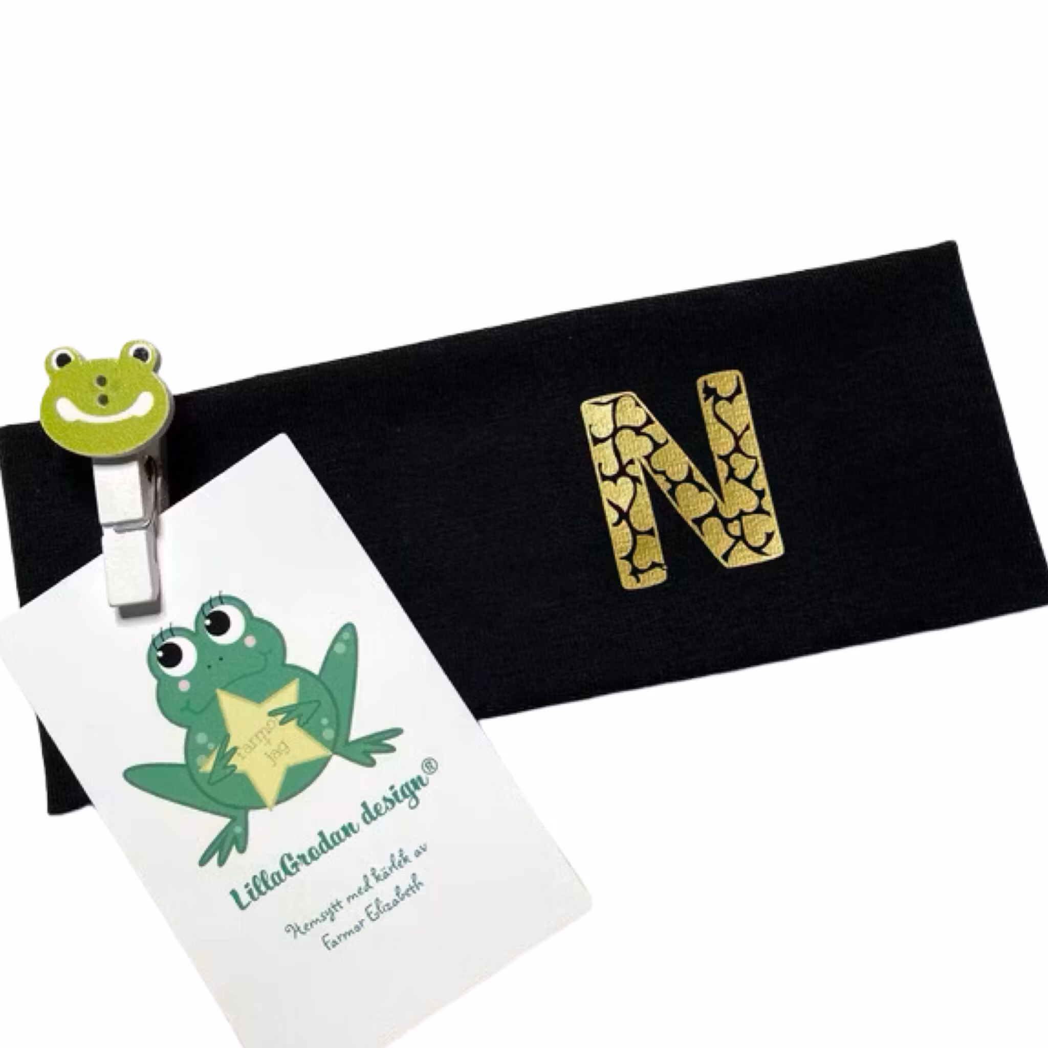 Pannband Svart, typsnitt 4, guldvinyl