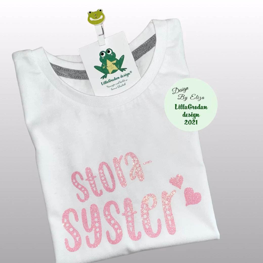 T-shirt storasyster, glitter Babyrosa