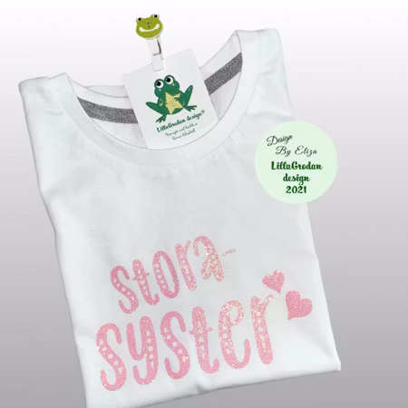 T-shirt storasyster, glitter Babyrosa