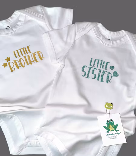 Body Little Brother/Little sister, vinyl Slät Guld & Glitter Mint