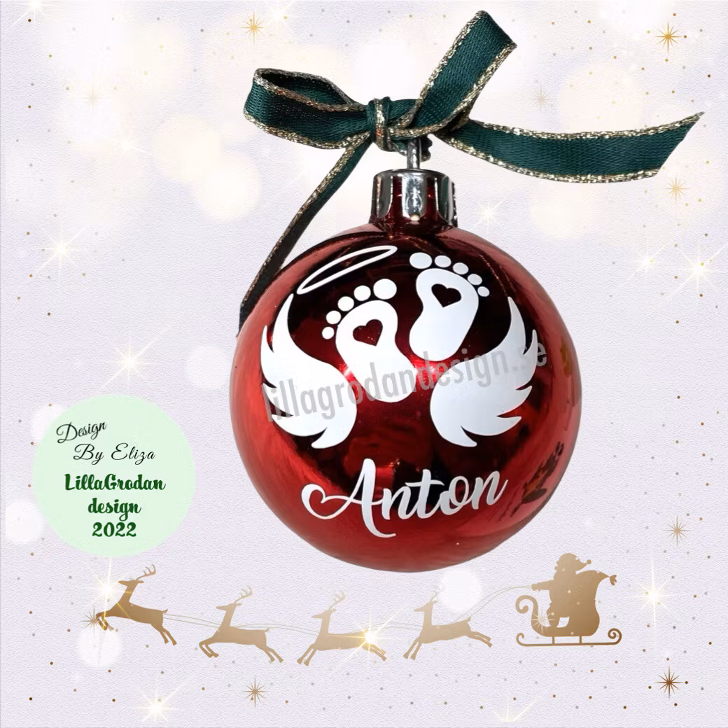 Änglavingar, Baby - Minnesdekal till Julkula