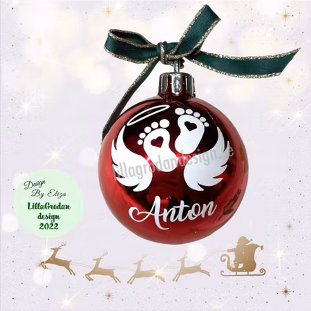 Änglavingar, Baby - Minnesdekal till Julkula