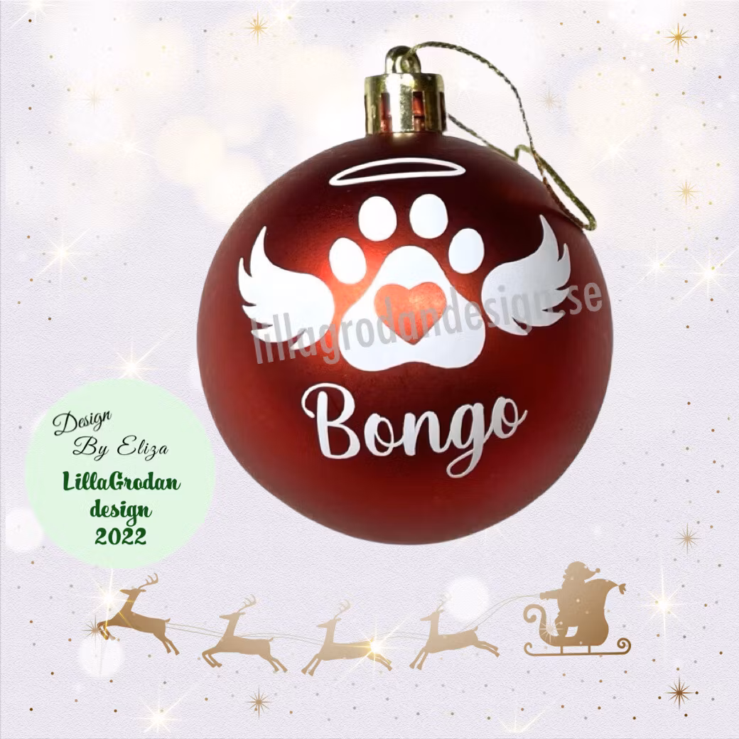 Änglavingar, Husdjur - minnesdekal till julkula