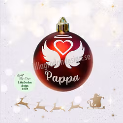 Änglavingar & Hjärta - Minnesdekal till Julkula