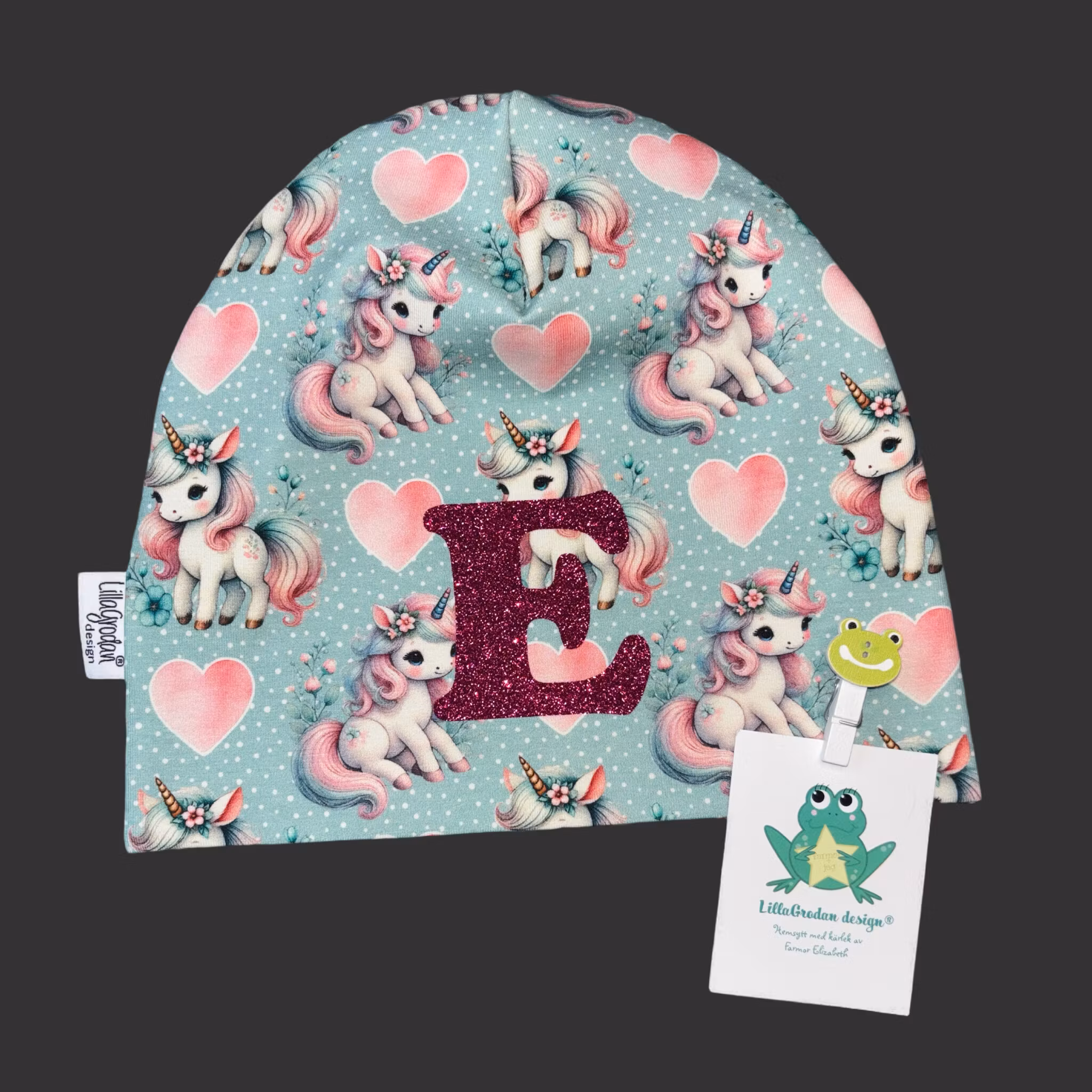 Bokstavsmössa Enhörningar Hjärtan - typsnitt 1