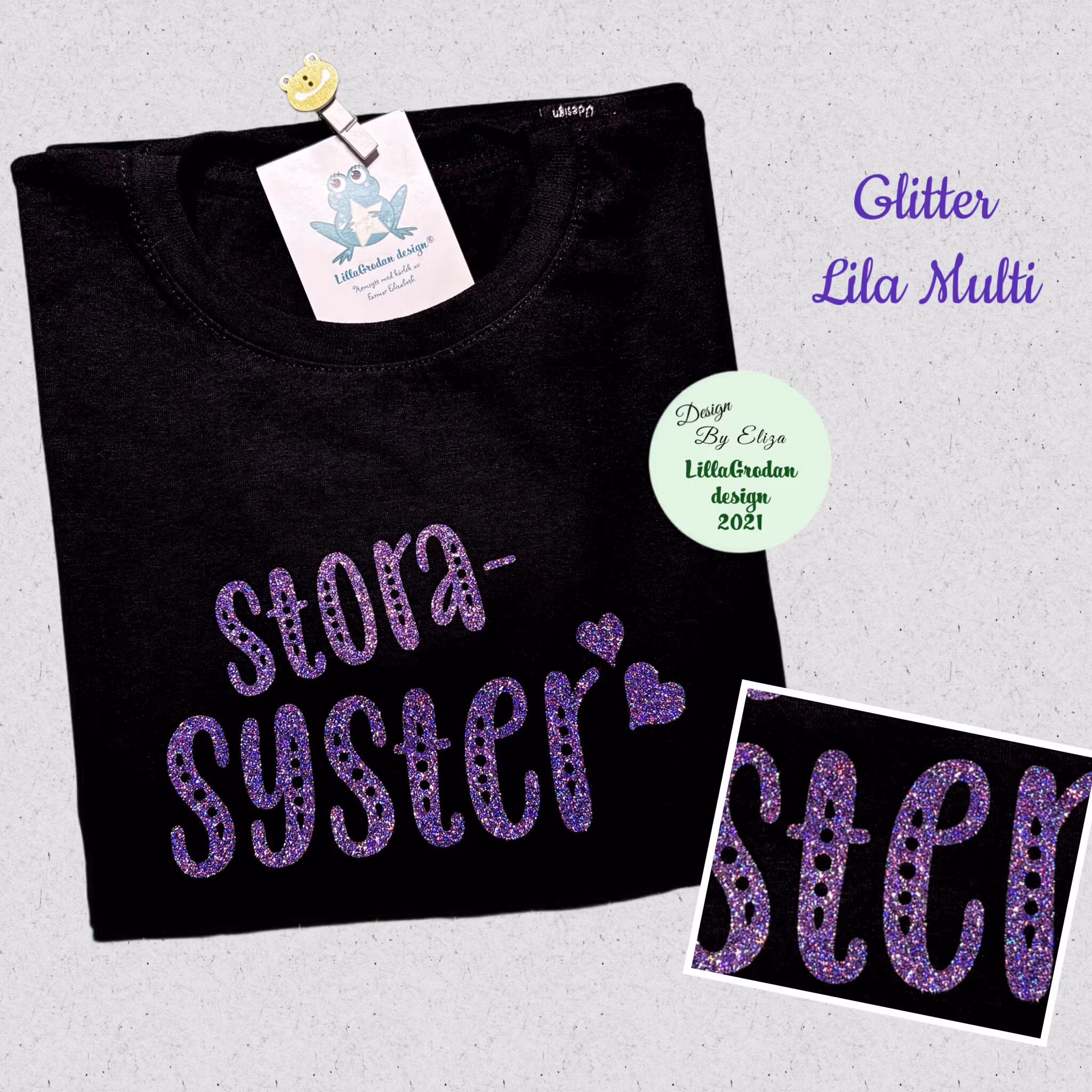 T-shirt Storasyster, Glitter Lila Multi