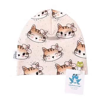 Katter med rosett, Rosabeige - Mössa, collegetrikå (French Terry)