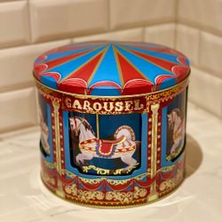 Plåtburk speldosa stor ”Karusellhästar”