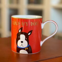 Kopp av porslin hund ”I love my dog”