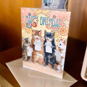 Dubbelt kort med kuvert ”Happy birthday”