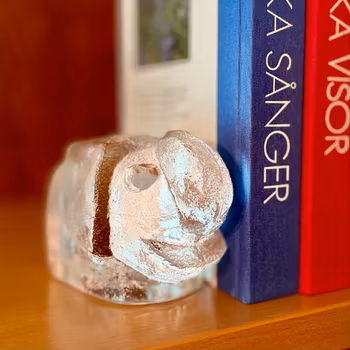 Bokstöd/dekoration elefant Skruf glasbruk Lars Hellsten