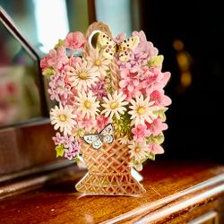 Dubbelt kort med kuvert 3D-motiv ”Blomster”