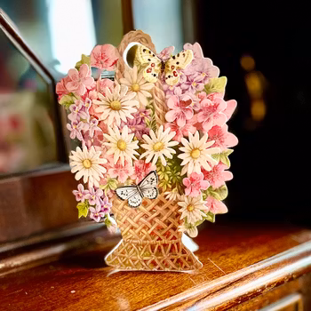 Dubbelt kort med kuvert 3D-motiv ”Blomster”
