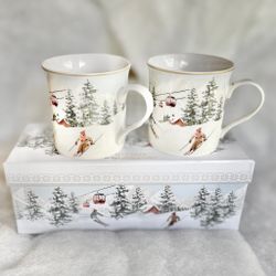 2-pack muggar i box ”Skiing”