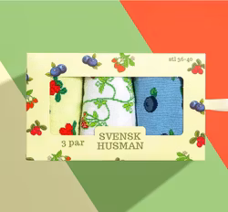 Strumpor 3-pack Svenska bär stl 36-40