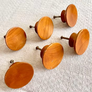 6 knoppar av trä 1940-tal ”Swedish Modern”