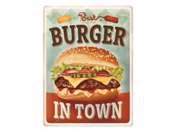 Plåtskylt hamburgare