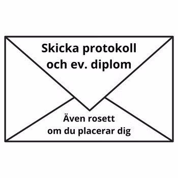 Kuvert - protokoll, ev. diplom och rosett