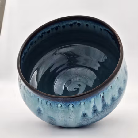Urna/vas, 20 cm, Vit-Mörkblå-Turkos