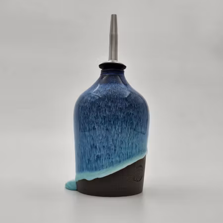 Oljeflaska, 13 cm, Blå-Vit-Turkos
