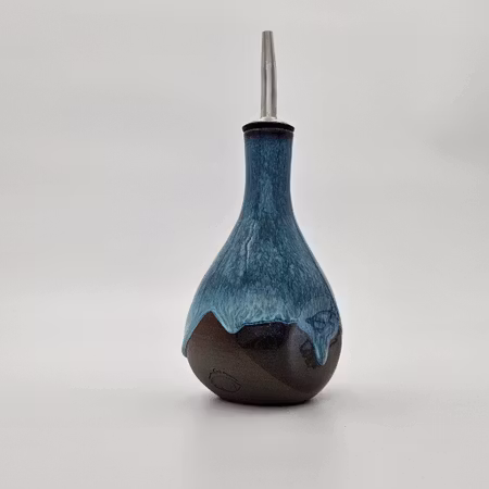 Oljeflaska, 15 cm, Vit-Mörk blågrön