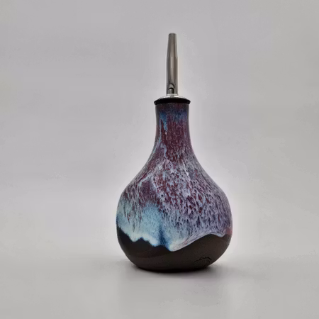 Oljeflaska, 13 cm, Vit-Mörklila