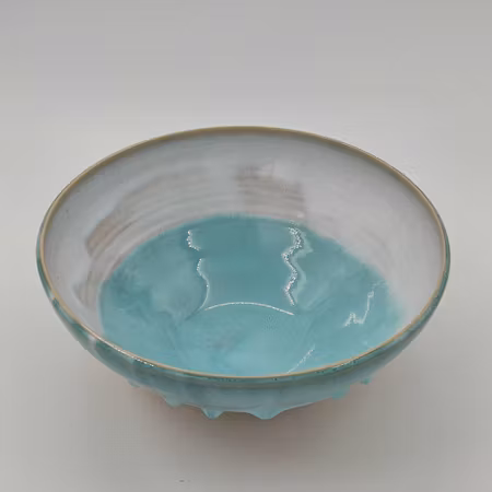 Skål, 23 cm, Turkos-Vit