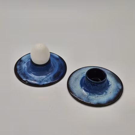 Äggkopp, 11,5 cm, Vit-Blå