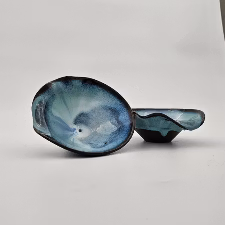 Uppläggningsskål Våg, 13 cm, Turkos-Vit
