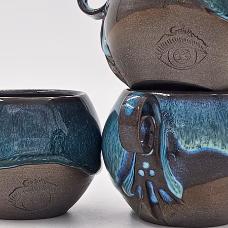 Espresso-/glöggkopp, ca 7 cl, Skogsgrön-Vit