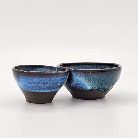 Liten Dubbelskål, 9 cm, Skogsgrön-Vit